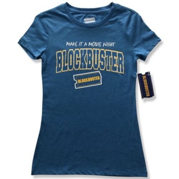 NWT Blockbuster "Make it a Movie Night" T-Shirt Blue XS - Picture 4 of 5